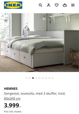 Sovesofa, Ikea Hemnes, 1 år gammel. Kun brugt som sjælden gæste seng. Ikke ryger hjem. Madrasser kan