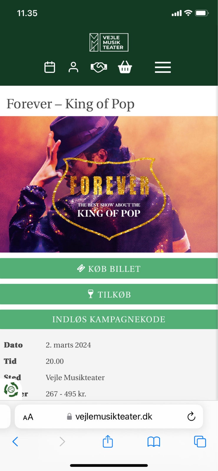 King of pop Musical, Koncert, Vejle