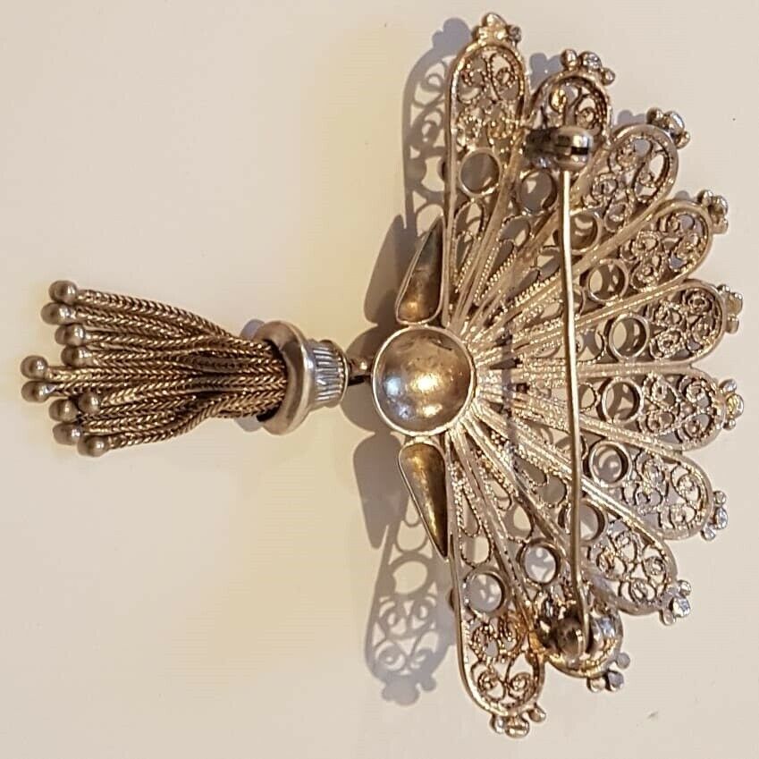 Broche, sølv, Art Deco filigran