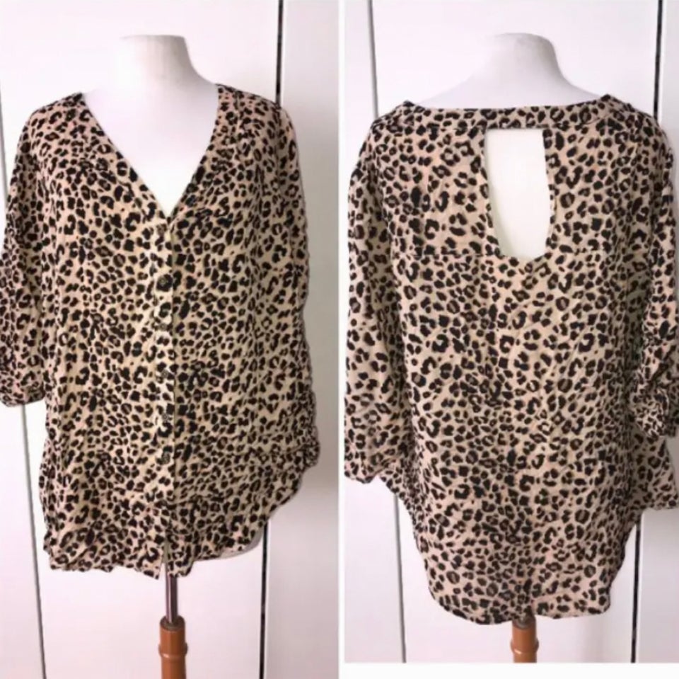 Bluse, Torrid skjorte bluse leopard beige sort 40 L, str. 40