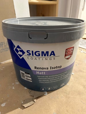 Væg- og loftmaling, Sigma Coatings Renova Isotop Matt, 10  liter, Hvid, Spærrende væg og loftmaling 