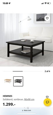 Sofabord, Ikea, b: 90 l: 90, Hemnes Ikea sofabord 90x90. 

Rigtig fint bord. brugs tegn på øverste p