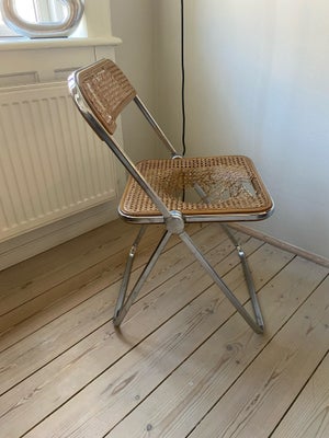 Spisebordsstol, Krom og flet, Vintage klapstol, Super fin krom klapstol med flet sæde. Sæde og bagst