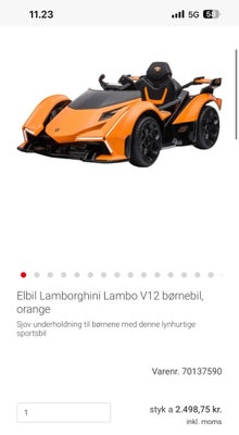 El bil til børn, Lamborghini  Lambo, Fin begynder bil til de små. Den er ikke brugt særlig meget. St