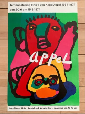 Sjælden original plakat, Karel Appel, b: 52 h: 79, Sjælden fin plakat af Karel Appel. Fin stand. 

A