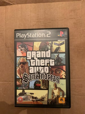 Grand Theft Auto San Andreas, PS2, GTA San Andreas - med manual, kort/ platak og den spiller som den