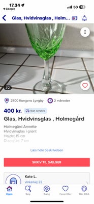 Glas, Vinglas, Krystalglas Ulla, Hvidvins glas og portvins glas fra Holmegaard.
Dødsbo 
