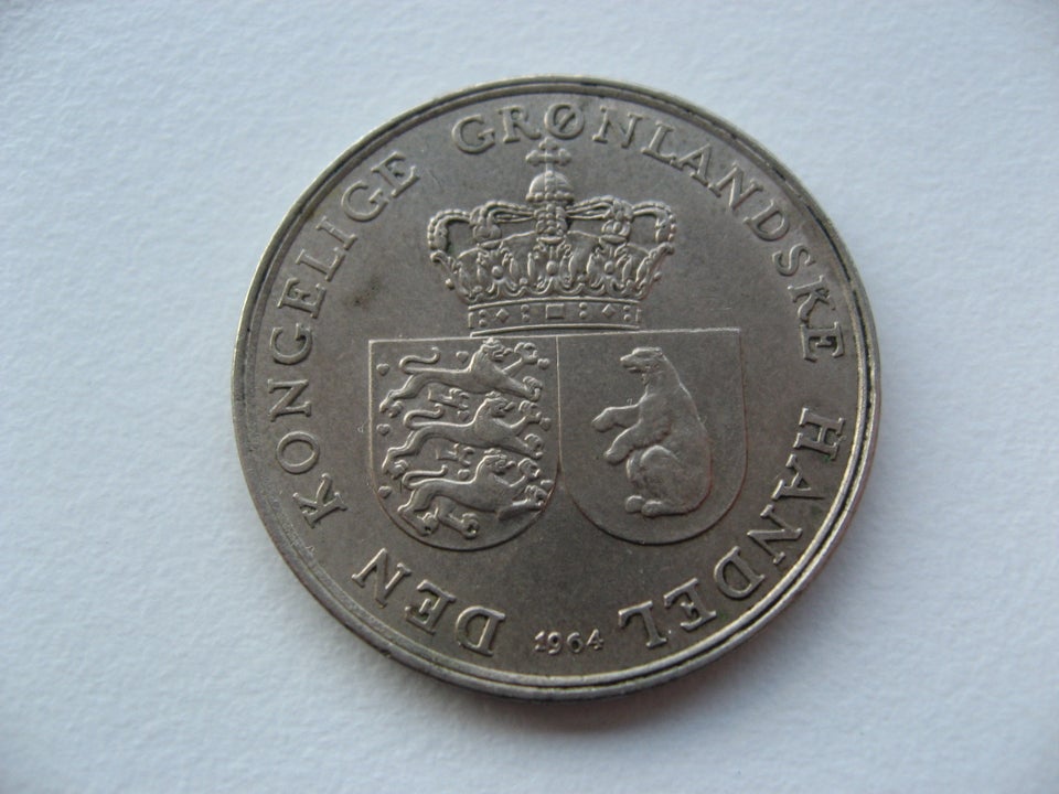 Grønland, mønter, SÆRDELES FLOTTE 1 KR 1957 ELLER 1964