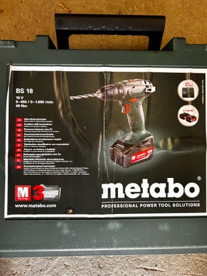 Boremaskine, Metabo, Rigtig fin boremaskine fra Metabo. 
Brugt til lettere opgaver i huset, men ikke