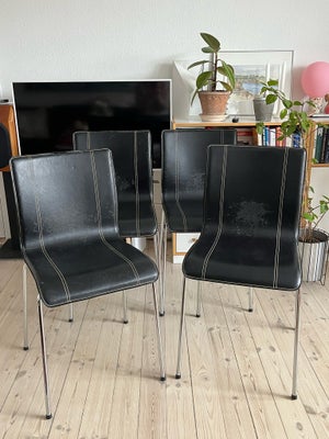 Spisebordsstol, Skind, Italiensk design, b: 42, H: 49 cm 4 stole pris pr stk