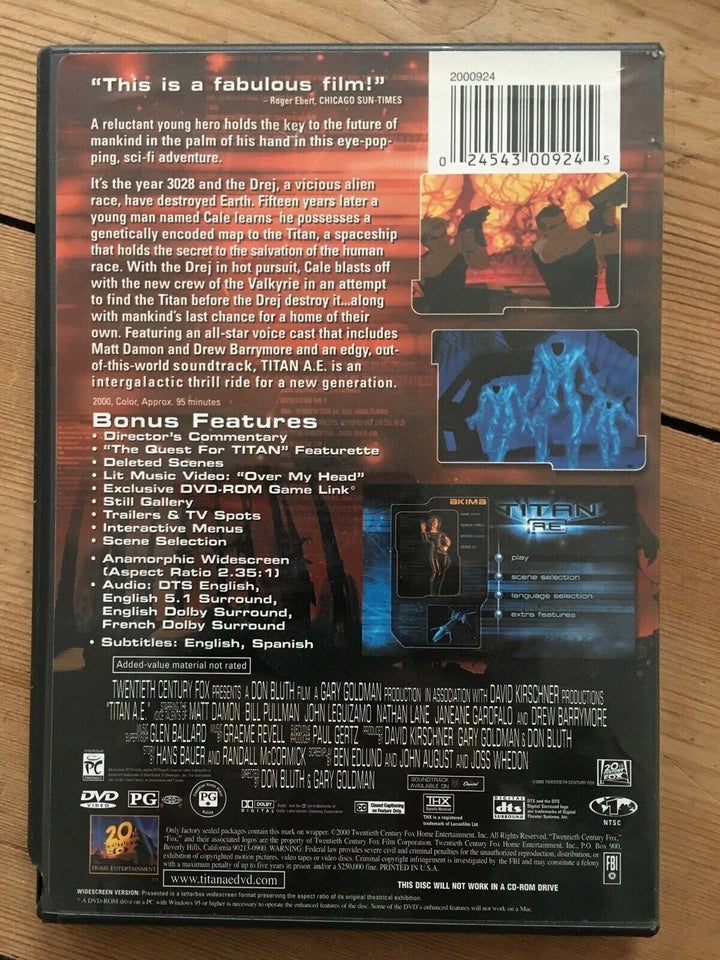 TITAN A.E. Special edition - Region 1, DVD, animation