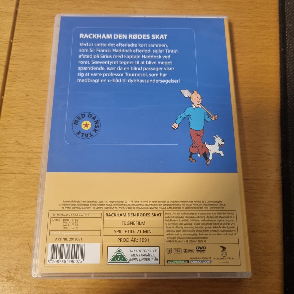 Tintin Rackham Den Rødes Skat, DVD, tegnefilm