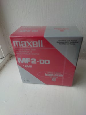 Floppy disketter MF2-DD, Maxell, Perfekt, 10 stk. nye ubrugte MF2-DD (720KB) disketter i original ub