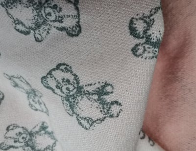 Stof, Vintage jersy med bamser /rosa, Et stykke vintage rosa jersy med bamser. ( 80s) Stykket er L f