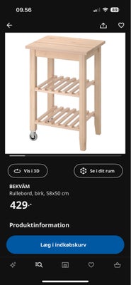 rullebord, Bekväm Ikea, Fint rullebord med få brugstegn - er brugt i køkken