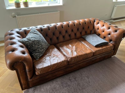 Sofa, læder, 3 pers. , ægte Chesterfield, 

Det er ægte Chesterfield møbler, de er nok 25-30 år gaml
