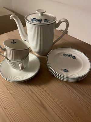 Porcelæn, Kaffekande, kaffekop + underkop, kagetallerkener, Royal Copenhagen, Sælger kaffekande, 2 k