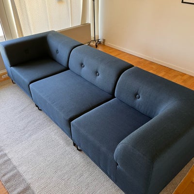 Sofa, stof, 3 pers. , Nomad Dot, Formel A Nomad dots 3 pers. sofa i blåt stof med sorte metalfødder 