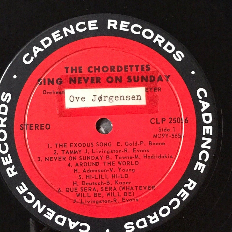 LP, The Chordettes, Sing Never On Sunday