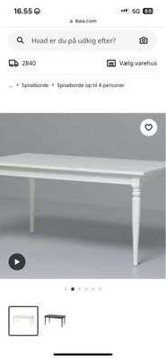 Spisebord, Massiv hårdt træ, Ikea Ingatorp, b: 87 l: 155, INGATORP
Bord med udtræk, hvid, 155/215x87
