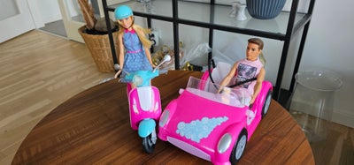 Barbie, Barbie dukker med scooter, Bil, Hus med tilbehør
