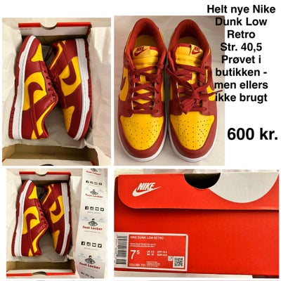 Sneakers, Helt nye Nike Dunk Low Retro, str. 40,5,  Midas Gold/Tough Red-White,  Læder,  Ubrugt, Sen