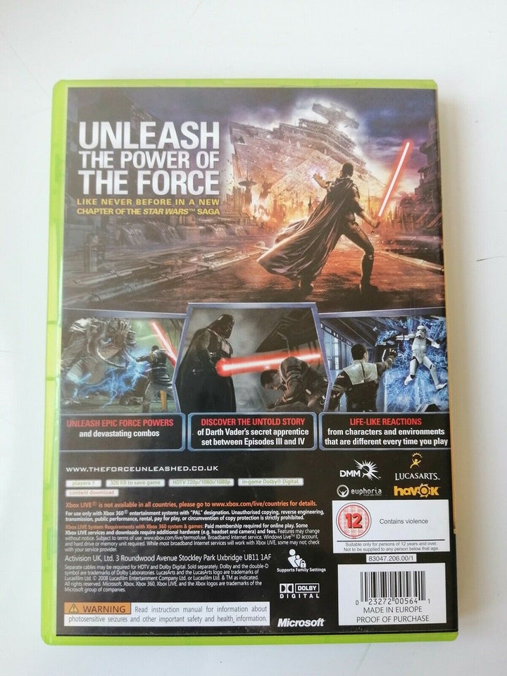 STAR WARS.THE FORCE UNLEASHED., Xbox 360, action