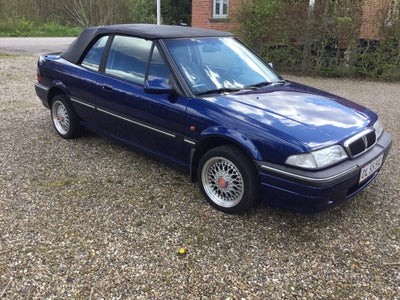 Rover 216, 1,6 Cabriolet, Benzin, 1995, km 100000, blåmetal, træk, nysynet, airbag, alarm, 2-dørs, c