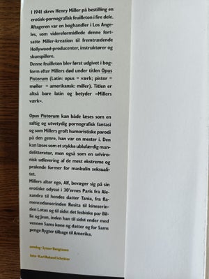 Bog Opus Pistorum, Henry Miller, genre roman – dba.dk