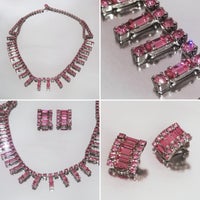 Smykkesæt, bijouteri, Vintage pink glaskrystal