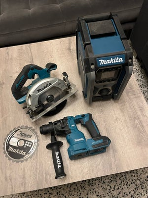 Borehammer, Makita-18V-radio-rundsav, God stand som ny, kun brugt kort og privat.
Sælger  uden batte