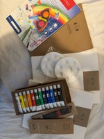 Maling,pensel,malepapir og billedrammer