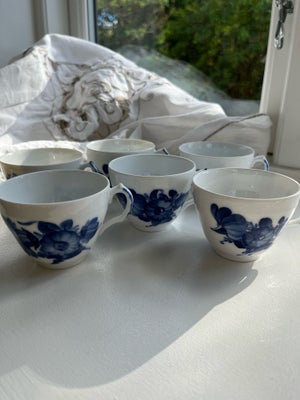 Porcelæn, Espressokop/kaffekop/mokkakop, Royal Copenhagen, Nlå Blomst, flettet, Seks fine små kaffek