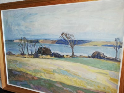 Oliemaleri, Hans Falck, motiv: Landskab, stil: Modernisme, b: 91 h: 69, Oliemaleri af Hans Christian
