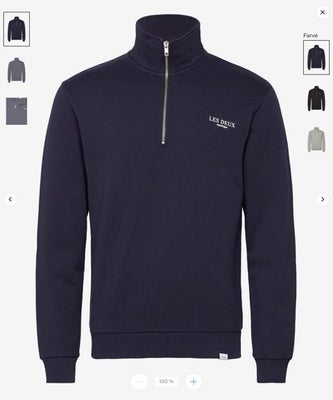 Sweatshirt, Les Deux, str. L,  Blå,  Ubrugt, Flot ny og ubrugt half zip kvalitets sweatshirt fra Les