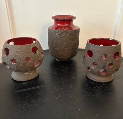 Keramik, Rød keramik, Flot keramik med smuk rød lakering. Sælges samlet 