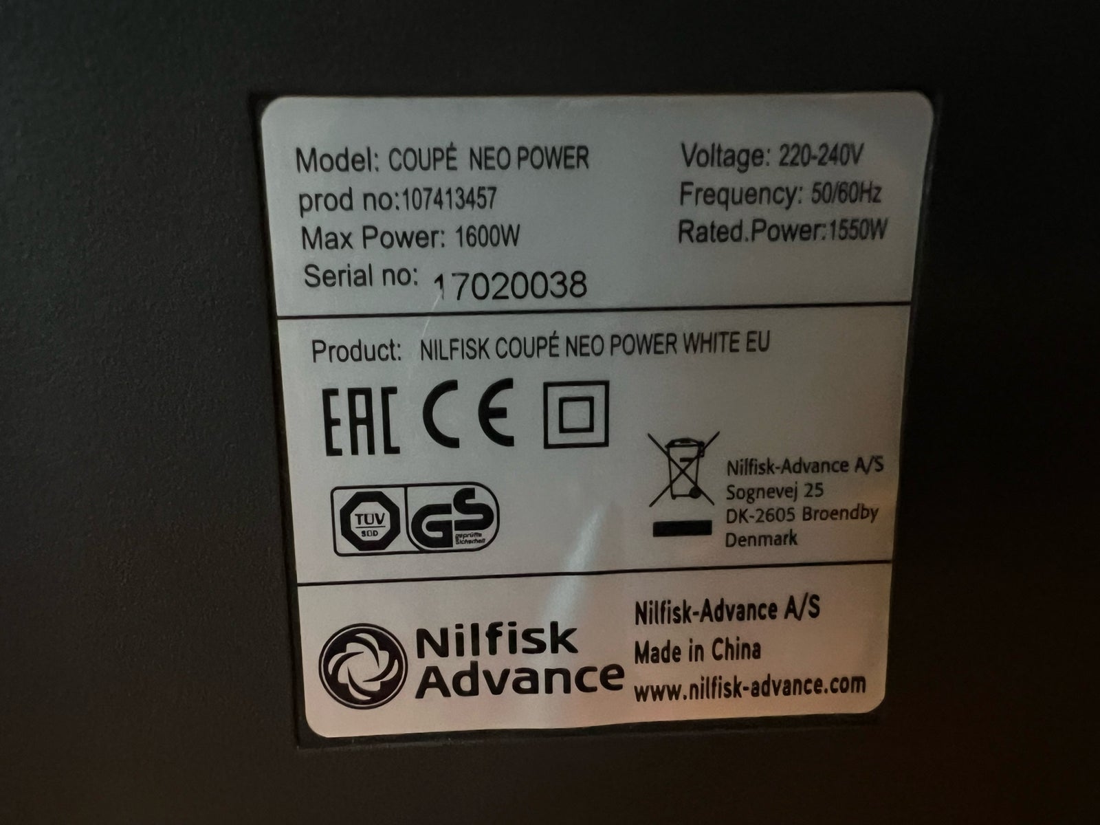 Støvsuger, Nilfisk COUPÉ NEO POWER, 1600 watt