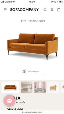 Sofa, velour, 2 pers. , Sofacompany, Ravfarvet sofa, i rigtig god stand. 
Kun brugt under et års tid