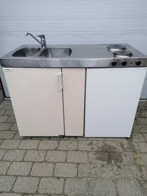 Køkken kompakt, Siemens,  Rustfri bordplade med 2 vaske, Minikøkken med 2 vaske og Oras armatur, 120