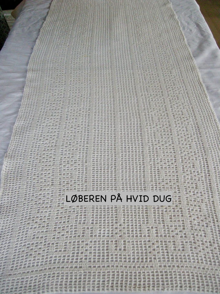 52x130 cm Håndhæklet bordløber #Vintage bordløber ,