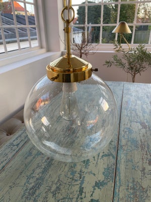 Anden loftslampe, Gammel glaskuppel lampe med messing fra 60'erne, Flot gammel tysk lampe fra 60'ern