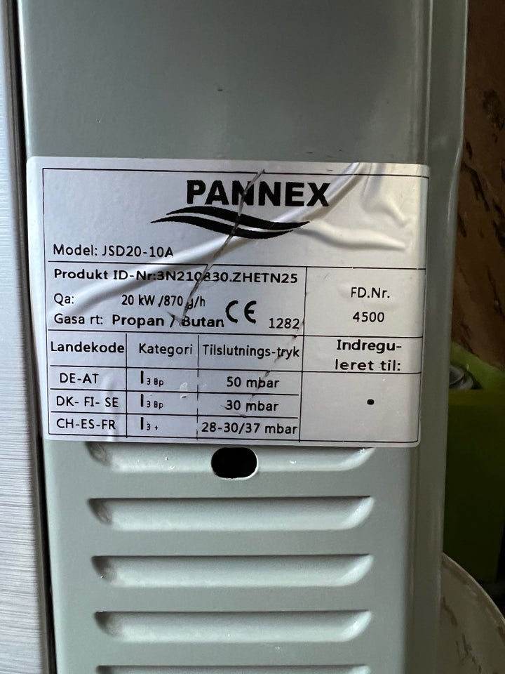 Vandvarmer, Pannex Gasvandvarmer JSD20-10A