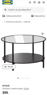 Glasbord, IKEA Vittsjö, metal, Helt nyt - stadig i indpakning 
Metal/Glasbord