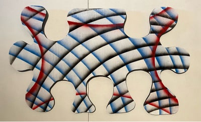 Akrylmaleri, Kim Sommer, motiv: Abstrakt, stil: Abstrakt, b: 117 h: 71, Abstrakt maleri på udskåret 