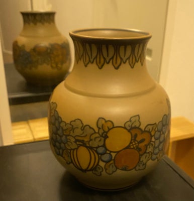 Keramik, Hjorth keramik vase 20 cm, flot stand en af de pænere