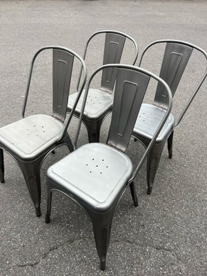 Spisebordsstol, Stål, 4 stole i stål, af hvad jeg mener er TOLIX.

Alle 4 har patina, nogle lidt mer