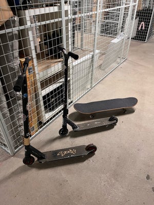Løbehjul, 2 skateboard og 2 løbehjul, Alt er købt i en rigtig skaterbutik online. Løbehjulene kosted
