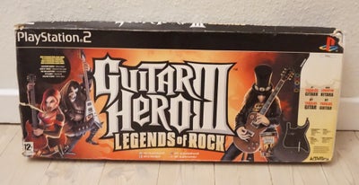 Musikinstrumenter, Playstation 2, Guitar Hero guitar med tilhørende dongle og kasse. Kassen er brugt