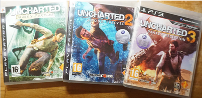 Flere Uncharted spil, PS3, Tre Uncharted spil til Playstation 3 PS3 for 50 kroner stykket:

- Unchar