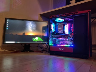 Selvbyg, i7 9700F, RTX 2070, RGB Gamer PC, Super fin RGB gamer PC sælges inklusiv 27" 144hz gamer sk